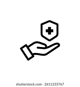 hand holding shield with a medical cross icon. representing health insurance, protection, healthcare safety, and wellness