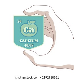 Hand Holding Shield With Nutrition Facts About Apple Calcium