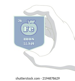 Hand Holding Shield With Nutrition Facts About Apple Iron