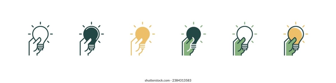mano sosteniendo una bombilla brillante obtener idea icono vector problema resuelto negocio creativo símbolo ilustración