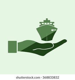 Hand holding ship icons