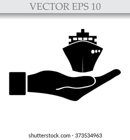 Hand holding ship icons