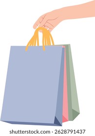 A hand holding shopping bags