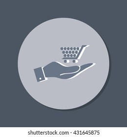 hand holding a shopping cart online store, Internet shop. basket shopping