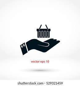 hand holding a shopping  icon, Vector EPS 10 illustration style