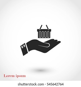 hand holding a shopping  icon, Vector EPS 10 illustration style