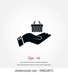 hand holding a shopping  icon, Vector EPS 10 illustration style