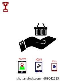 hand holding a shopping  icon, Vector EPS 10 illustration style