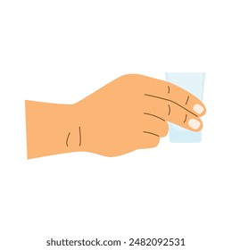 mano sosteniendo el chupito de vodka - Ilustración vectorial