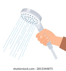 hand holding shower head with running water
