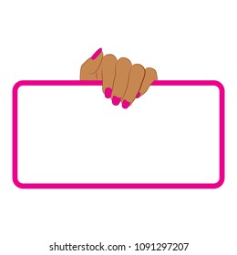 hand holding sign color vector drawing