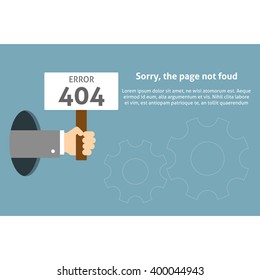 Hand holding sign with error message. Page not found