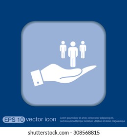 hand holding a the silhouette of a men