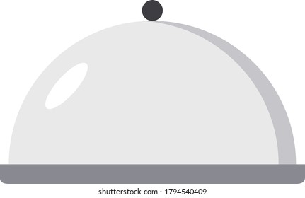 Mano sosteniendo bandeja de plata con icono de cubierta. Icono de la bandeja de servicio Cloche plana. Color editable de la plantilla de icono de bandeja de alimentos. Signo vectorial de símbolo alimentario cubierto aislado.