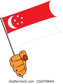 Vector de bandera de Singapur de mano