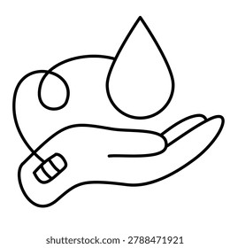 hand holding single blood drop connected with line bandage