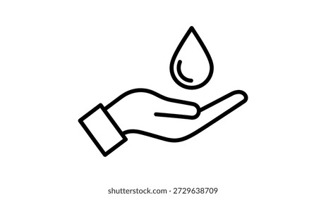 Hand holding a single drop of water liquid