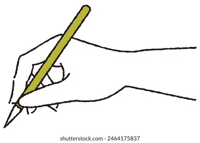 Hand holding a single pencil