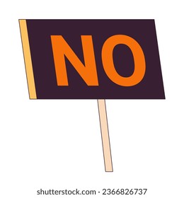 Hand holding slogan placard on stick flat line color isolated vector object. Editable clip art image on white background. Simple outline cartoon spot illustration for web design