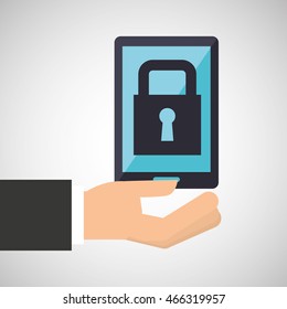 hand holding a smarphone icon, vector illustration