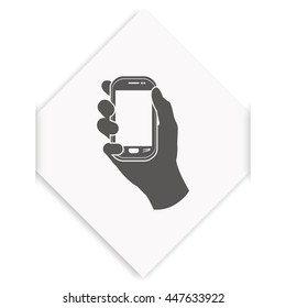 Hand holding smart phone.