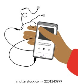 Hand is holding Smart Phone. Flat design Icon. Vector illustration