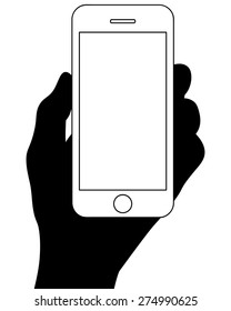 Hand Holding Smart Phone Silhouette