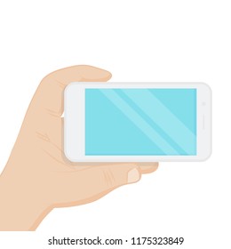 a hand holding a smart phone. vector illustration