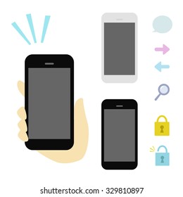 Hand holding smart phone, vector eps10