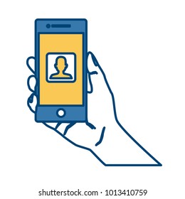 Hand holding smartphone