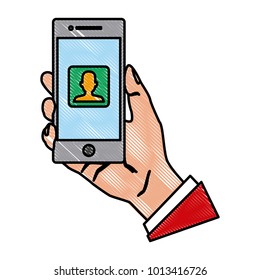 Hand holding smartphone