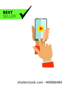 Hand holding smartphone