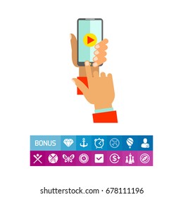 Hand holding smartphone