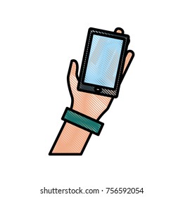Hand holding smartphone