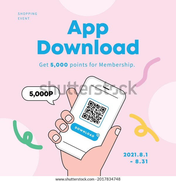 Hand holding a smartphone. app download\
event. shopping event. vector\
illustration.