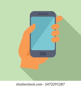 Hand is holding a smartphone with an app open on the screen