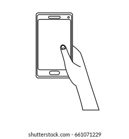 hand holding smartphone application digital