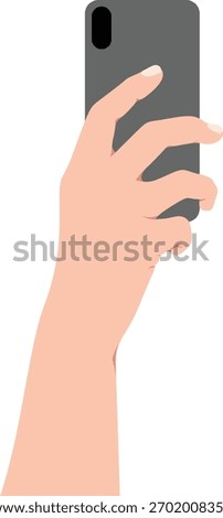 A hand holding a smartphone. Back view of the phone with camera.