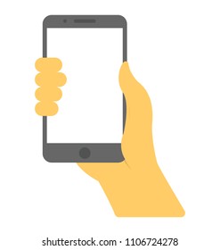 
Hand holding smartphone with blank screen 
