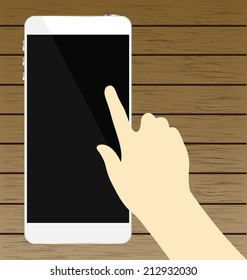 Hand holding smartphone with blank screen