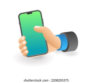 Hand holding smartphone blank screen