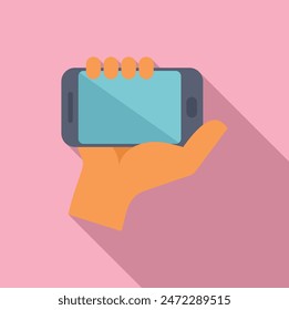 La mano está sosteniendo un teléfono inteligente con una pantalla en blanco, sugiriendo la presentación de algo importante