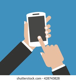 Hand holding smart-phone with blank screen
