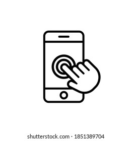 Hand Holding Smartphone Clicking Blank White Stock Vector (Royalty Free ...