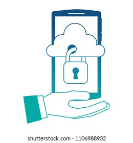 hand holding smartphone with cloud storage security