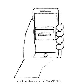 hand holding smartphone credit card bank online