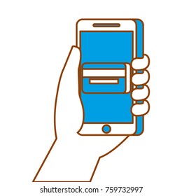 hand holding smartphone credit card bank online