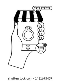 Hand holding smartphone design vector illustration