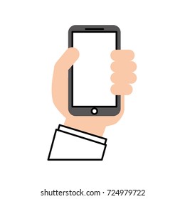 hand holding smartphone device digital