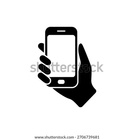 Hand Holding Smartphone Device Screen Blank Mobile Technology Connection Digital Communication Connectivity